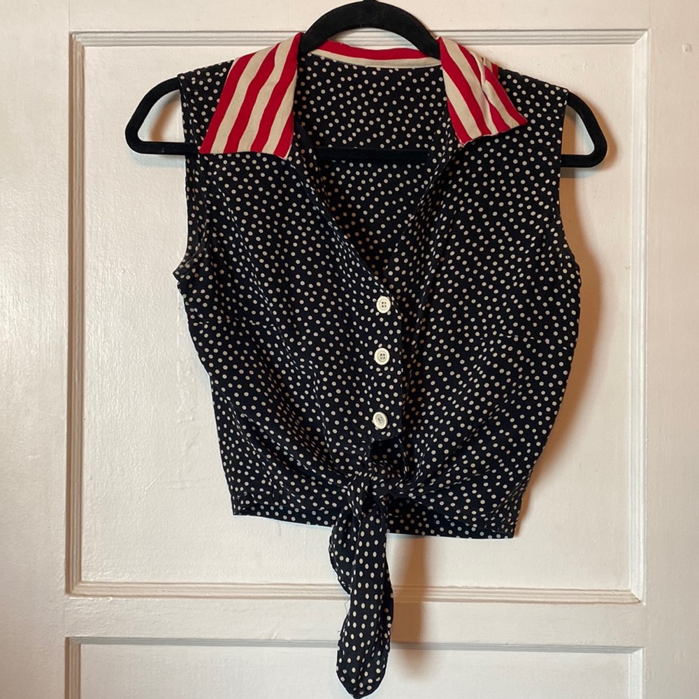 VINTAGE silk tie crop top SZ Small
